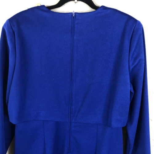 Vintage Leslie Fay Dress Womens 12 Blue Purple Colorblock Retro 80s Career NEW - Picture 17 of 20