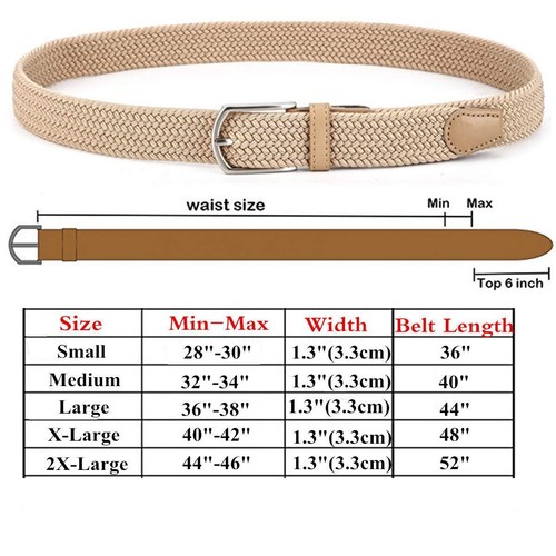 Braided Canvas Woven Elastic Stretch Belts for Men/Women/Junior with Multicol... - Picture 2 of 7