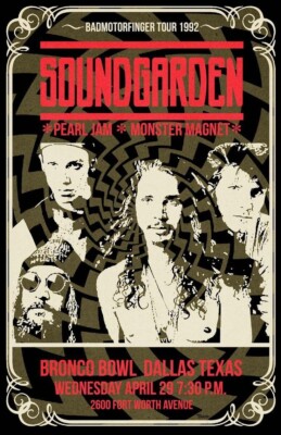1992 SoundGarden Concert Poster Wall Art print size is 10x16inches