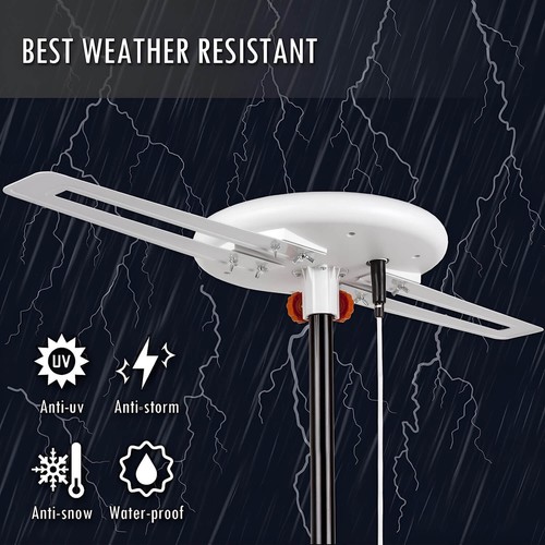 HDTV Outdoor Amplified TV Antenna 360° Omni-Directional Digital HD 1080P 4K Gain - Picture 3 of 7