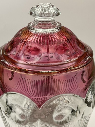 Tiffin Glass Franciscan Manhattan Cranberry Flash Biscuit Jar w/ Lid - Picture 2 of 8