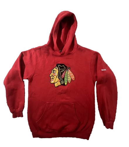 Chicago Blackhawks Big Logo Red Hoodie Sweatshirt Mens Small Pullover