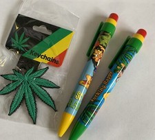Funny Joint Jamaica Bob Marley Rasta Collection Weed Spilff  2 Pen & Keyring Set