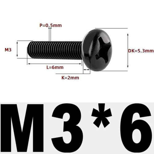 304 Stainless Steel Black Cross Pan Head Screw Round Head Bolt M2-M8 - Picture 58 of 103