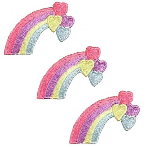 3-Pack Rainbow Hearts Applique Patch - Cute Embroidered Badges 1-3/8" (Iron On) - Picture 2 of 2