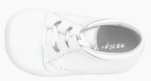 DE OSU -European Baby Boys White Leather Dress 1st Walker Boots-Shoes Size 3-4-6 - Picture 4 of 5