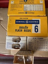 24 NOS Vintage GE General Electric 6 No. 6 Sure Fire Flash Bulbs in Packaging.