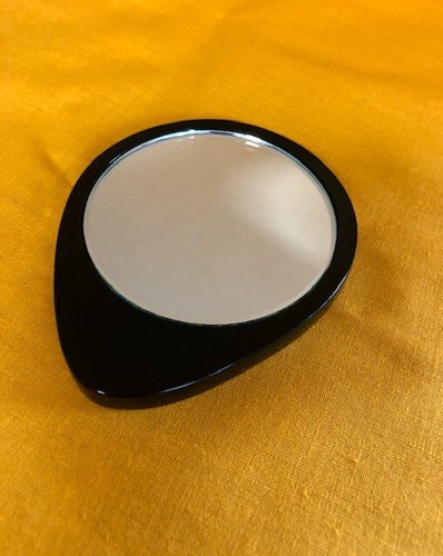 Excellent Japanese lacquered Hand Held Purse Mirror Mother of pearl Makie Cherry - Picture 7 of 8