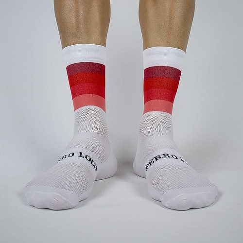 Calcetines de compresión de ciclismo PERRO LOCO edición limitada talla 2-3,5 blanco rojo PL012 - Imagen 2 de 3
