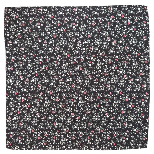 1670 Mens Handkerchief Pocket Square Black Floral Print 100% Cotton Hanky 12.5" - Picture 2 of 5