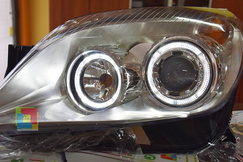 SATIN SCHEINWERFER OPEL ASTRA H 2004-2007 RINGE ANGEL EYES LED WEISS  - Bild 1 von 10
