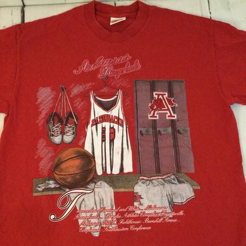 Camicia vintage Arkansas Razorbacks taglia XL noce moscata made USA spogliatoio NCAA basket - Foto 4 di 4