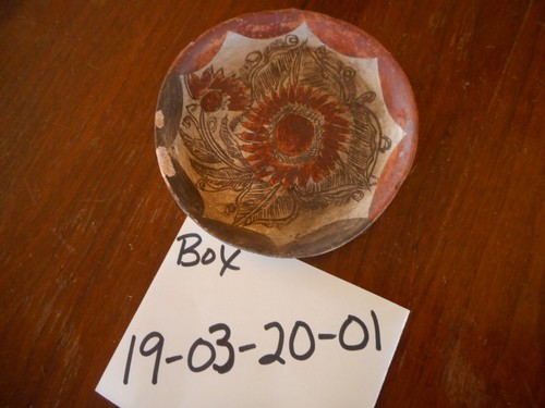 Guerrero ? Mexican Folk Antique Pottery Floral Small Plate Trinket Unmarked 60's - Picture 10 of 10