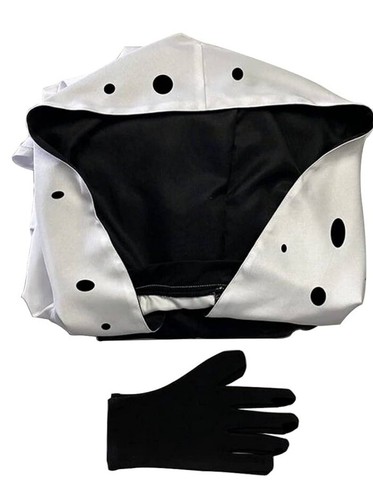Cruella Halloween Costume Dress B&W 3XL Duster Hoody Gloves Dalmatians Deville - Picture 7 of 15