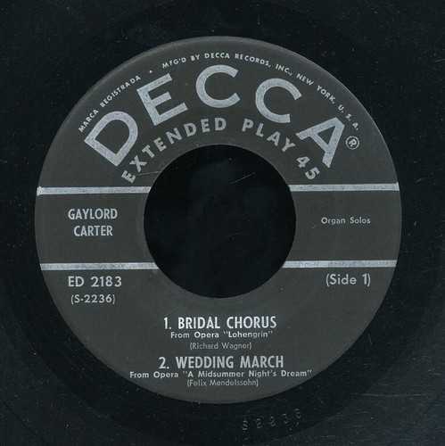 45tk-wedding-DECCA ep-ED 2183-Here comes the Bride-Music for your Wedding - Picture 3 of 4