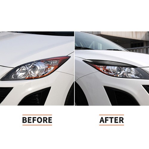Carbon Fiber Headlight Eyebrow Eyelids Overlay For Mazda 3 2010-2013 Accessories - Picture 4 of 7
