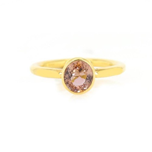 Natural Pink Tourmaline Gemstone Promise Ring 14k Gold Finish Silver Ring - Bild 2 von 2