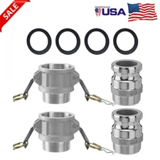 2 Pack Aluminum Camlock Fittings Type B & Type F Cam and Groove Hose Fittings A+