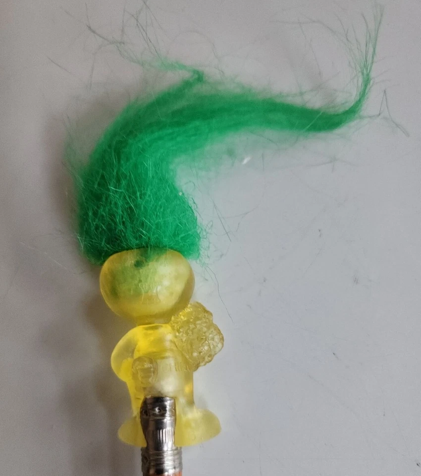 Minifigura de Troll Alienígena de Colección Años 90 Lápiz Topper Amarillo Marciano Verde Pelo Foto 2 de 2