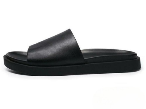 Fashion Men Real Leather Slippers Casual Mules Slip On Open Toe Sandals Summer - Picture 5 of 10