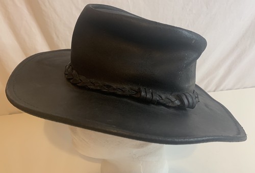 Minnetonka schwarze Echtledermütze Herren Größe Small ""The Outback"" Vintage - Bild 4 von 9