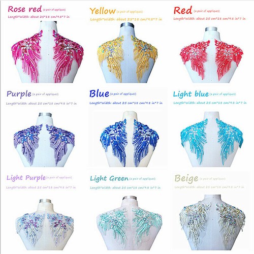 Embroidered Floral Applique Beaded Sequin Patch Trim Shiny for Dress Costume - Picture 3 of 22