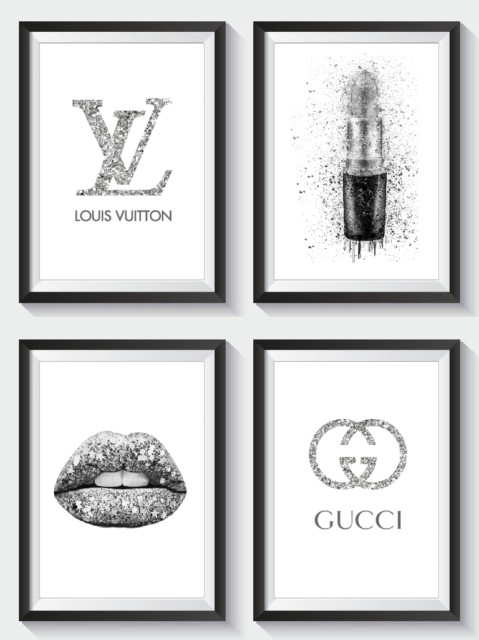 Set of 4 Fashion Art Prints Designer Coco Perfume Bottle Glitter A5 A4 A3 S11 Set of 4 Fashion Art Prints Designer Coco Perfume Bottle Glitter A5 A4 A3 S11