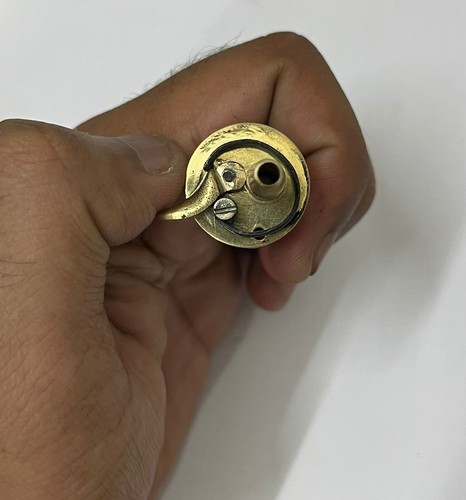Victorian Style Miniature 3'' Cylindrical Vintage Look Brass Gun Powder Bottle - Picture 5 of 10