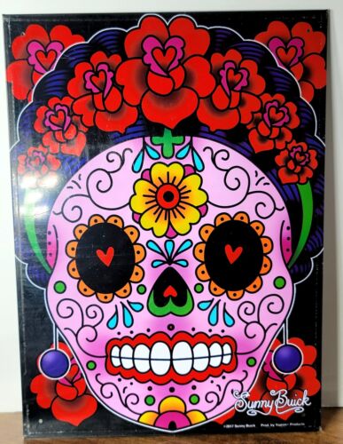"Day of the Dead Sunny Buick Frida Calavera de Azúcar Calavera Metal 11"" x 15"" Letrero ¡Nuevo! - Imagen 3 de 4