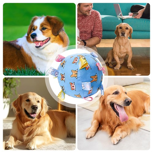 Stuffed Dog Toy Ball with Bell Sound Interactive Dog Fetch Ball Pet Dog Chew Toy - Picture 12 of 12