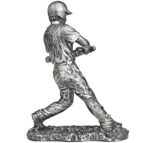 Silver Resin Baseball Player Sculpture Baseball Statue Sports Statue 16" - Picture 2 of 4