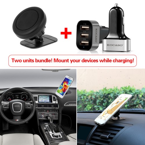 Universal Fast Charging 3 Port USB Fast Car Charger Adapter & Cell Phone Holder - Picture 21 of 66