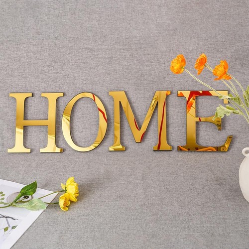 Mirror Acrylic Letters Gold 3d Modern Self-adhesive Wall Mount Small Home Decor - Picture 3 of 52