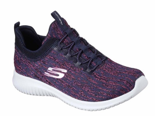 Sk12831 Flex Ladies 3 Horizon Bright 8 Trainer On Navy Skechers Ultra Pink Slip dE06Zdqx