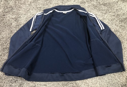 Adidas Girls Full Zip Jacket Size XL 18-20 Navy Blue White Stripes Long Sleeves - Picture 7 of 15