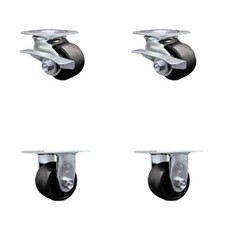 3.25 Inch Glass Filled Nylon Caster Set with Ball Bearings 2 Brakes 2 Rigid SCC