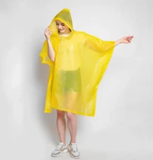 New Hooded Raincoat Backpack Cover Poncho Yellow Unisex One Size Dry & Protected