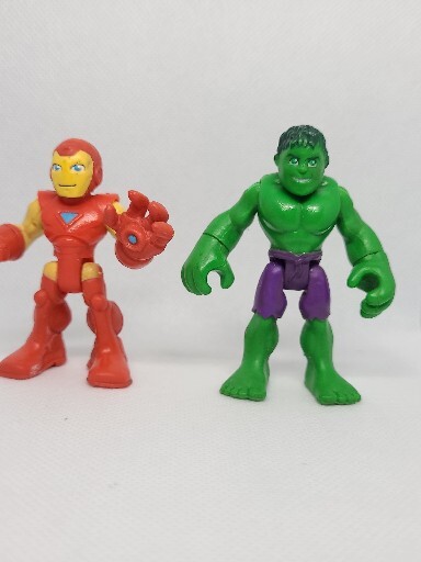 Marvel Lot 2 Figure Imaginext Super Hero Powered Up Squad Hulk Iron Man