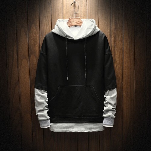 Men Loose Tops Jumper Hooded Pullover Hoodies Sweatshirts Jumper Patchwork Tops - Bild 12 von 16