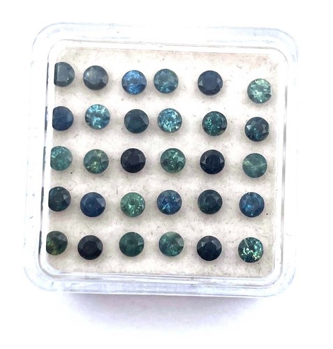 Lote de 11 piedras preciosas sueltas de zafiro verde azulado natural corte redondo 2,50 mm 1 CT - Imagen 4 de 7