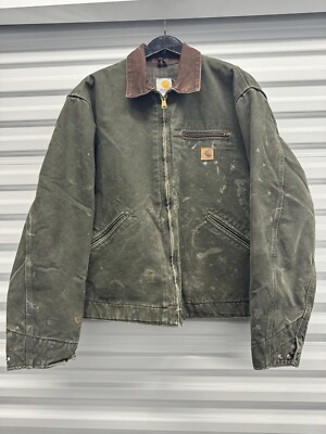 Vintage Carhartt Detroit Jacket J97 Moss Green Blanket Lined Vintage Carhartt Detroit Jacket J97 Moss Green Blanket Lined