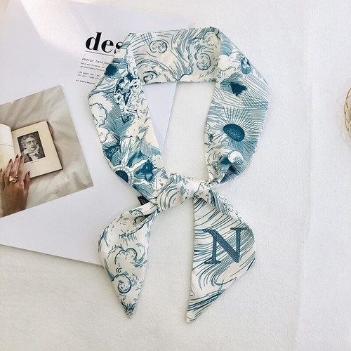 Long Silk Scarf Narrow Neckerchief Scarves Bag Handle DIY Hair Ties Band Letter - Picture 34 of 53
