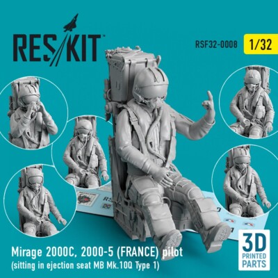 1/32 Reskit RSF32-0008 Mirage 2000C, 2000-5 (FRANCE) pilot sitting in ejection