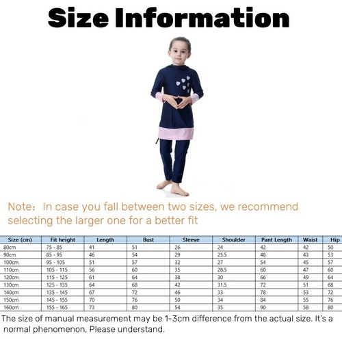 Kids Muslim Swimwear Islamic Hijab Swimsuit Full Cover Arab Swimming Beachwear - Picture 15 of 17