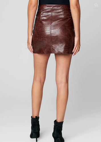 BLANKNYC MINI SKIRT Faux Croc Leather Brown RATTLE & ROLL  27" Waist / 8 ๐ BNWT - Picture 5 of 9