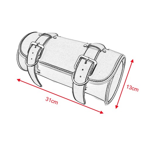 Motorcycle Dark Brown PU Leather Saddlebag Round Barrel Saddle Tool Bag - Imagen 6 de 9