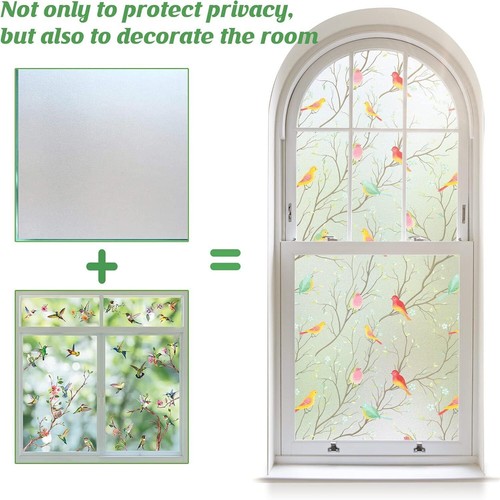 45 x 300 cm window privacy film, stained glass window film, non-adhesive - Foto 24 di 56