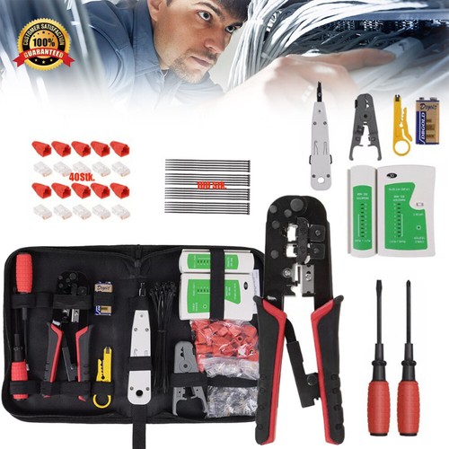 Netzwerk Reparatur Werkzeug Set Crimpzange Stecker RJ45,RJ11 UTP Netzwerktester - Bild 17 von 18