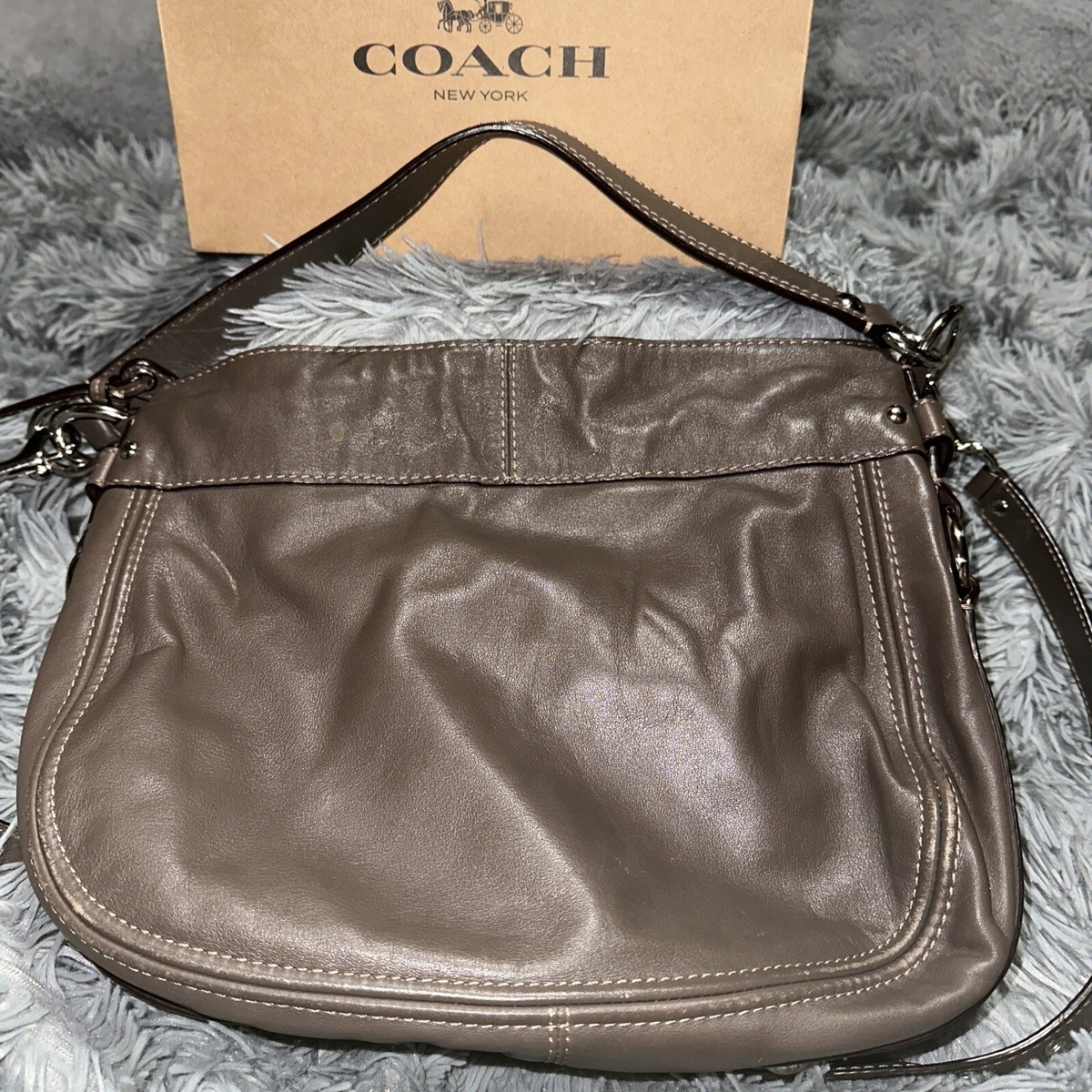 Vintage Coach Bag Purse F14707 Zoe Brown Soft Leather Medium