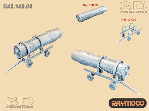 RAYMOCO R48.140.00 1/48 Turbojet Engine F100-PW-220/w Trailer For use with F-15. - Picture 2 of 5
